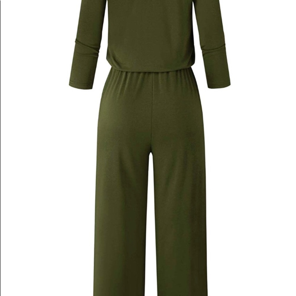 Olive green crew neck jumpsuit